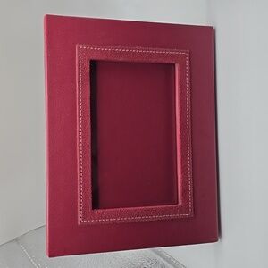Red Faux Leather and Suede Top Stitched Picture Frame by Swing. Fits a 6x4 "
